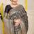 Black woven banarasi silk blend saree with blouse piece