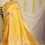 Yellow woven banarasi silk blend saree with blouse piece