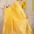 Yellow woven banarasi silk blend saree with blouse piece