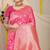 Rani pink woven banarasi silk blend saree with blouse piece