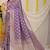 Purple woven banarasi silk blend saree with blouse piece
