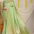 Light green woven banarasi silk blend saree with blouse piece