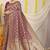 Wine woven banarasi silk blend saree with blouse piece