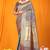 Teal banarasi silk blend saree with all-over floral jaal