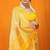 Mustard yellow banarasi silk blend saree with all-over floral jaal