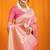 Pink banarasi silk blend saree with all-over floral jaal