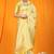 Light yellow banarasi silk blend saree with all-over floral jaal