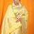 Light yellow banarasi silk blend saree with all-over floral jaal