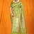 Parrot green banarasi silk blend saree with all-over floral jaal