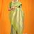 Parrot green banarasi silk blend saree with all-over floral jaal