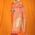 Peach orange banarasi silk blend saree with all-over floral jaal