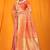 Peach orange banarasi silk blend saree with all-over floral jaal