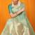 Turquoise banarasi silk blend saree with all-over floral jaal