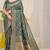 Dark green banarasi silk blend saree with all-over floral jaal