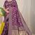 Wine purple banarasi silk blend saree with all-over floral jaal