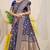 Navy blue banarasi silk blend saree with all-over floral jaal