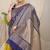Navy blue banarasi silk blend saree with all-over floral jaal
