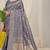 Steel grey banarasi silk blend saree with all-over floral jaal