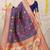 Navy blue patola silk blend zari woven saree with blouse piece