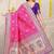 Rani pink patola silk blend zari woven saree with blouse piece