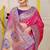 Rani pink patola silk blend zari woven saree with blouse piece