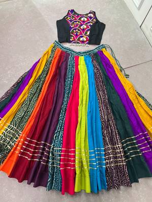 multicolor gota patti rayon printed chaniya choli 6