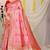 Baby pink patola silk blend zari woven saree with blouse piece