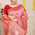 Baby pink patola silk blend zari woven saree with blouse piece