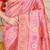 Baby pink patola silk blend zari woven saree with blouse piece