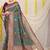 Bottle green patola silk blend zari woven saree with blouse piece