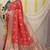Red patola silk blend zari woven saree with blouse piece