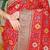 Red patola silk blend zari woven saree with blouse piece