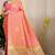 Rani pink kanjivaram silk blend zari woven saree with purple zari border
