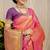 Rani pink kanjivaram silk blend zari woven saree with purple zari border