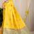 Yellow kanjivaram silk blend zari woven saree with turquoise zari border