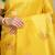 Yellow kanjivaram silk blend zari woven saree with turquoise zari border