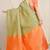 Olive green kanjivaram silk blend zari woven saree with orange zari border