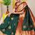 Bottle green silk blend kanjivaram saree with red zari border