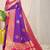 Purple silk blend kanjivaram saree with rani pink zari border
