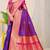 Purple silk blend kanjivaram saree with rani pink zari border