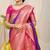 Purple silk blend kanjivaram saree with rani pink zari border