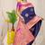 Navy blue silk blend kanjivaram saree with magenta zari border