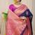 Navy blue silk blend kanjivaram saree with magenta zari border
