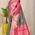 Teal silk blend kanjivaram saree with rani pink zari border