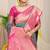 Teal silk blend kanjivaram saree with rani pink zari border