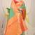 Sea green silk blend kanjivaram saree with peach zari border