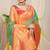 Sea green silk blend kanjivaram saree with peach zari border