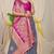 Slate grey silk blend kanjivaram saree with magenta pink zari border