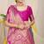 Slate grey silk blend kanjivaram saree with magenta pink zari border