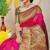 Rani pink silk blend kanjivaram saree with olive green zari border